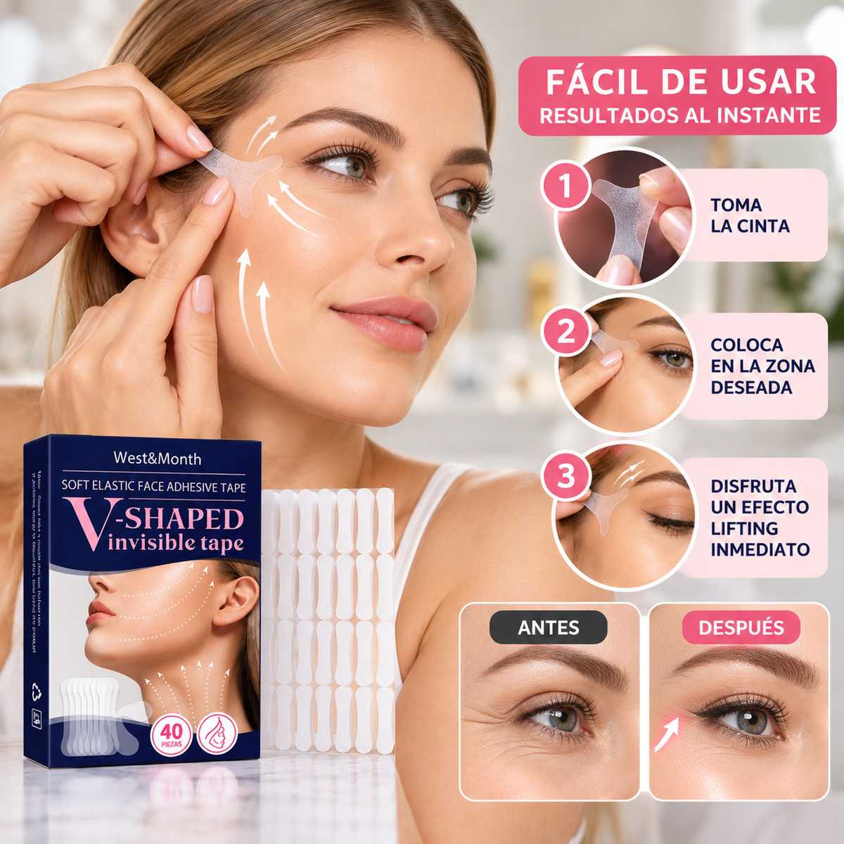 Cintas Faciales Lifting 40 tiras en caja