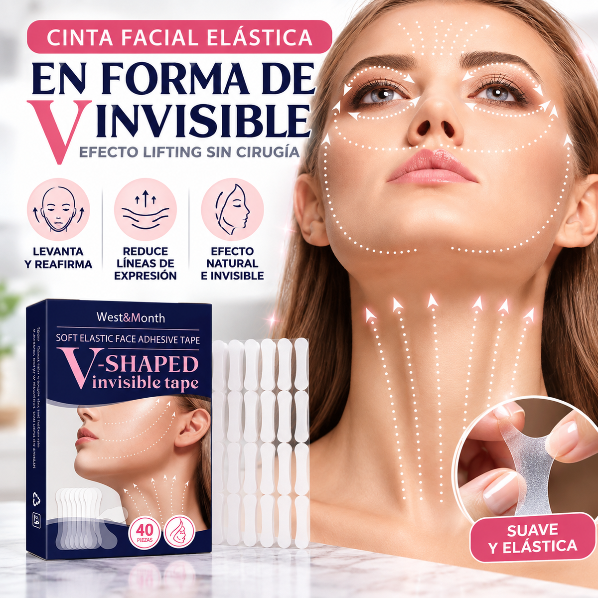 Cintas Faciales Lifting 40 tiras en caja
