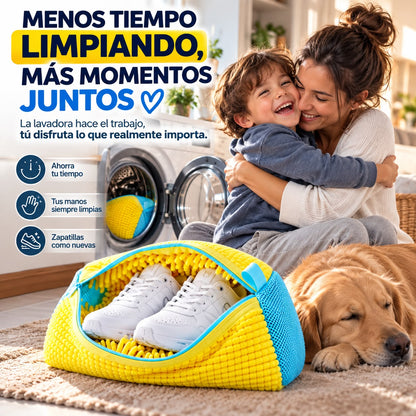 Bolsa para lavar zapatos con cierre y cepillos integrados